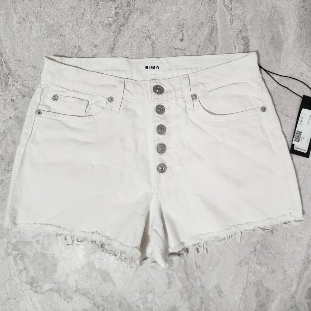 Hudson ZOEEY High Rise Exposed Button Cut Off Short Women’s White Size 28 New